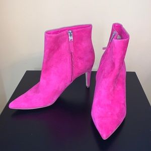 Hot pink Sam Edelman suede short boots
